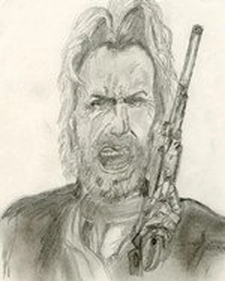 Pencil sketch of Clint Eastwood as The Outlaw Josey Wales by Diddy Wheldon