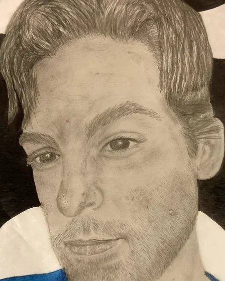 Jimmy Corsetti – pencil and coloured pencil portrait by Diddy Wheldon