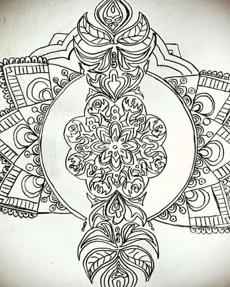 Black ink line mandala by Diddy Wheldon