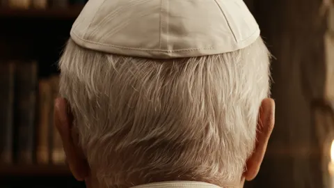 Still from Magnificent Remains: a cleric seen from behind