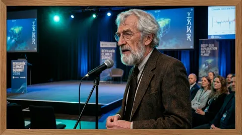 Still from The Sea Candle: a scientist speaks at the Reykjavik summit